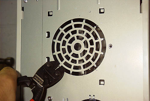 Snipping off the 92mm formed grill
