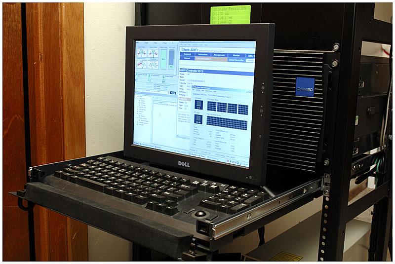 Monitor/keyboeard/mouse drawer opened