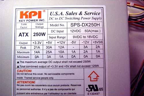Specs for 12v supply